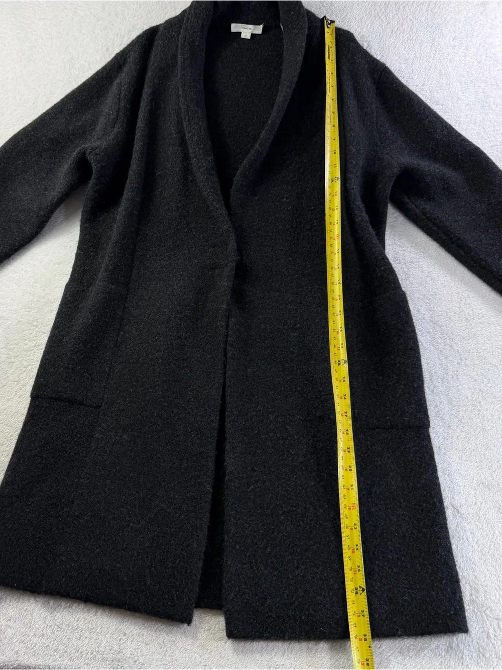 Vince Collar Cardigan Coat Merino Wool Alpaca Black S Relaxed Oversized Charcoal
